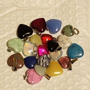 20pcs/Pack Natural Gem Stone Love Heart Pendant